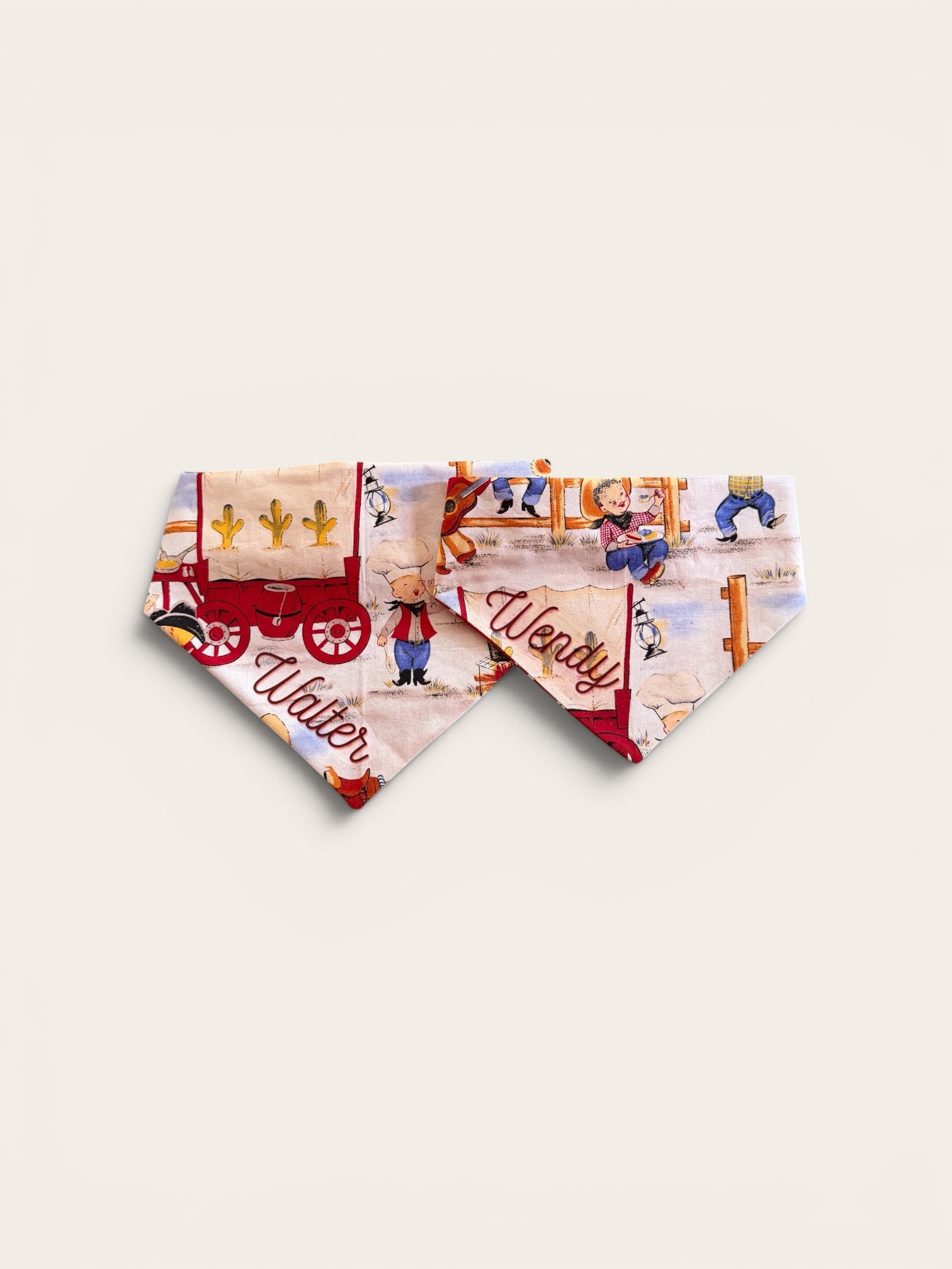 Wild West Bandanas - Red Paisley and Cowboy Print styles